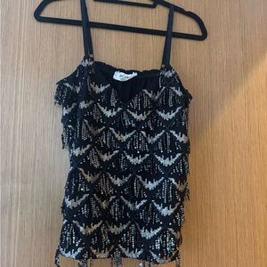 Elegant Black and Silver Sequin Camisole